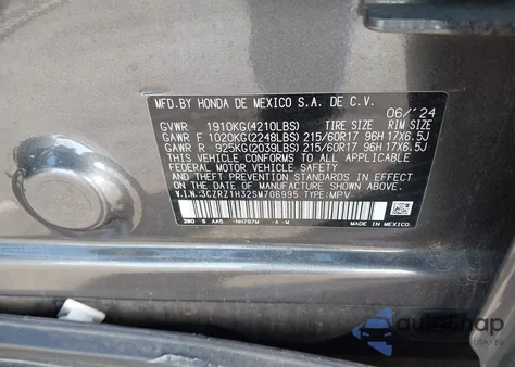 2025 Honda Hr-V 2Wd Lx from USA, damaged, VIN 3CZRZ1H32SM706995